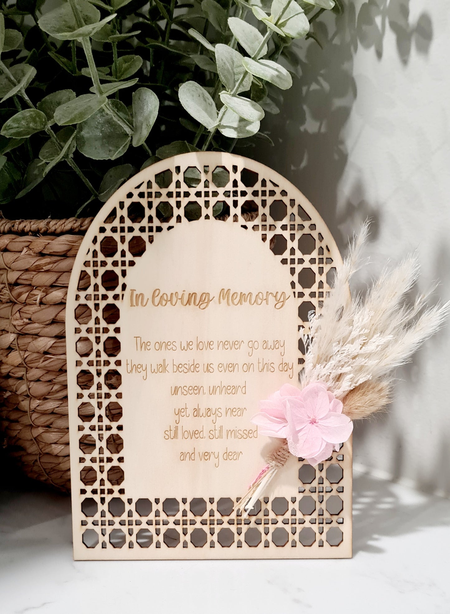 In Loving Memory Rattan Plaque