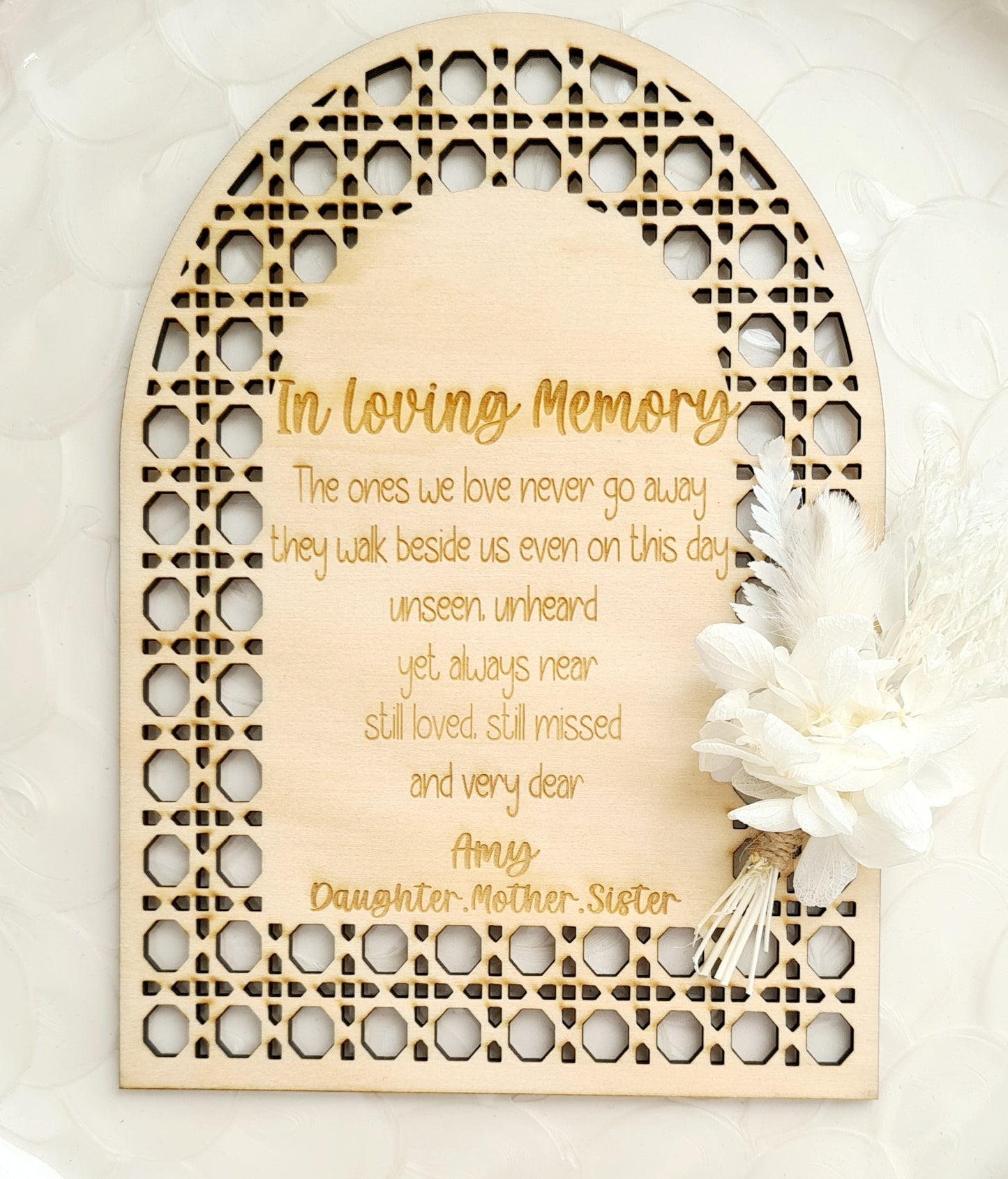In Loving Memory Rattan Plaque