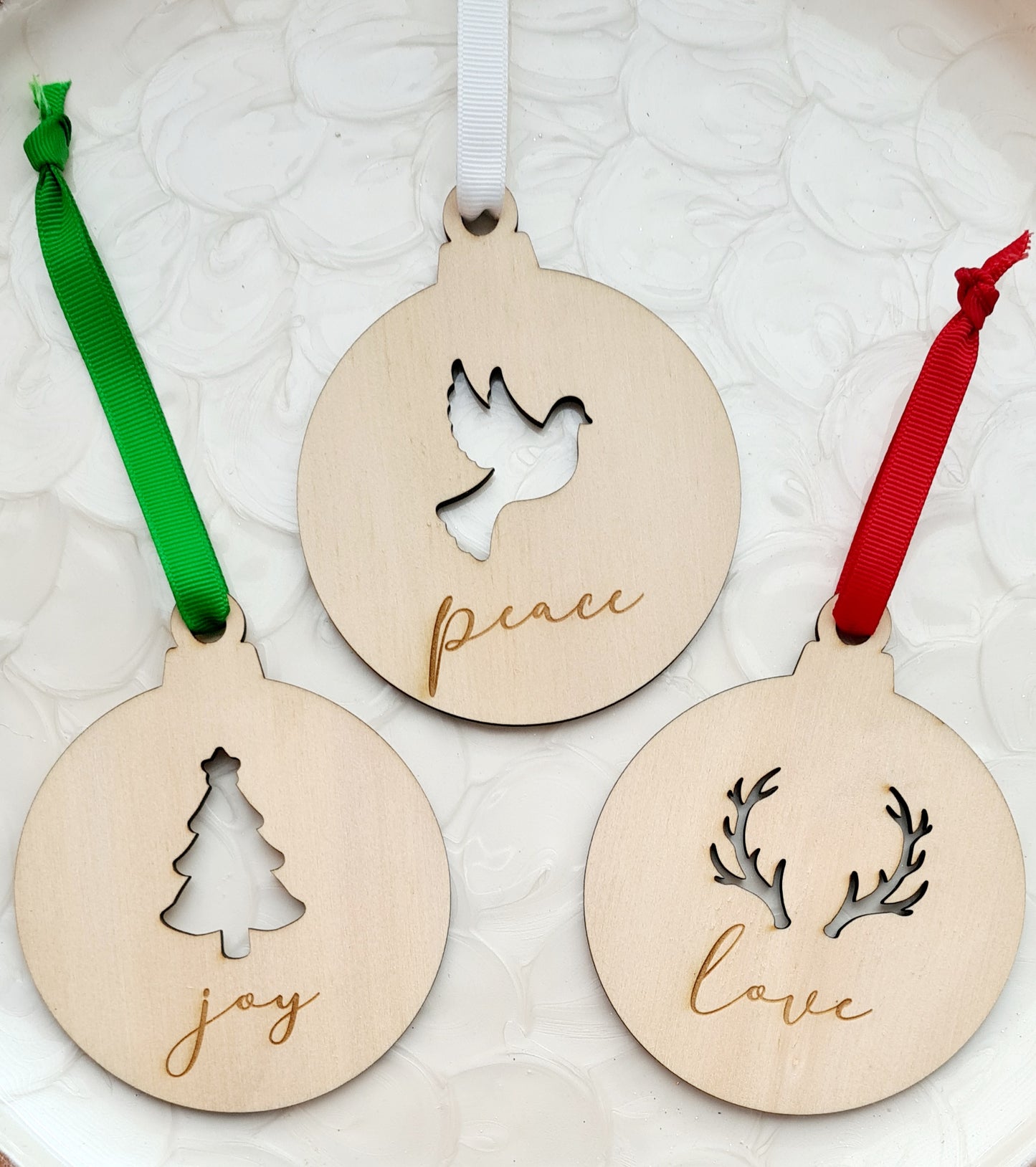 Peace, Joy, Love Baubles